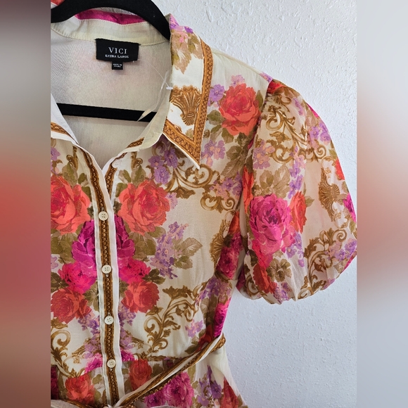 Vici NWT Meadowlane Floral Waist Tie Midi Dress Size XL - Picture 9 of 11